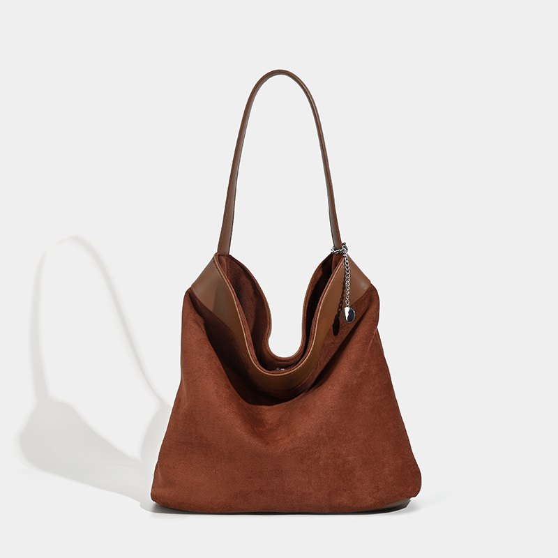 Korean Retro Large Capacity Suede Bucket Bag - 2025 Niche High-Quality Shoulder Bag for Commuting and Everyday Style