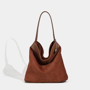 Korean Retro Large Capacity Suede Bucket Bag - 2025 Niche High-Quality Shoulder Bag for Commuting and Everyday Style