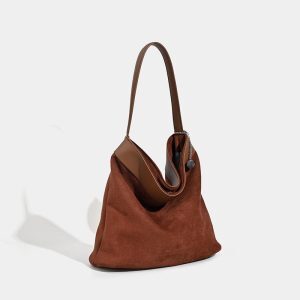 Korean Retro Large Capacity Suede Bucket Bag - 2025 Niche High-Quality Shoulder Bag for Commuting and Everyday Style