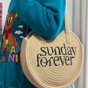 Korean Style 2023 Round Letter Straw Tote Bag for Women - Large Capacity Japanese-Inspired Fashion Accessory