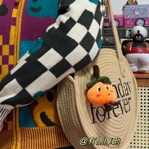 Korean Style 2023 Round Letter Straw Tote Bag for Women - Large Capacity Japanese-Inspired Fashion Accessory