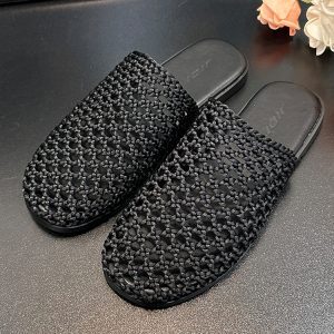 Korean Style 2025 Summer Artistic Woven Hollow Casual Flat Outdoor Shoes for Women