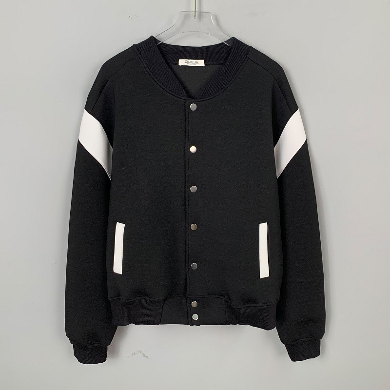 Korean Style Color-Block Baseball Jacket for Women, Casual Loose Fit Slimming Versatile Sweatshirt Coat, Trendy Commuter Top