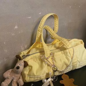 Korean Style Cylindrical Tote Shoulder Bag - Large Capacity Casual Travel Bag for Daily Versatile Use