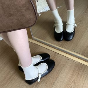 Korean Style Elegant Flat Mary Jane Shoes for Women - Comfortable Evening Wind Flats, Spring 2025 Collection