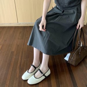 Korean Style Elegant Flat Mary Jane Shoes for Women - Comfortable Evening Wind Flats, Spring 2025 Collection
