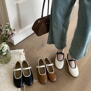 Korean Style Elegant Flat Mary Jane Shoes for Women - Comfortable Evening Wind Flats, Spring 2025 Collection