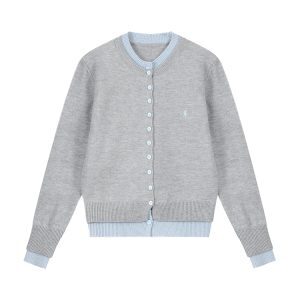 Korean Style Fake Two-Piece Round Neck Long Sleeve Knitted Sweater Coat for Women - Loose Short Cardigan Top for Autumn & Winter