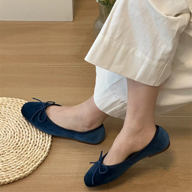 Korean-Style Handmade Genuine Leather French Ballet Flats for Women – Soft-Soled Versatile Casual Loafers