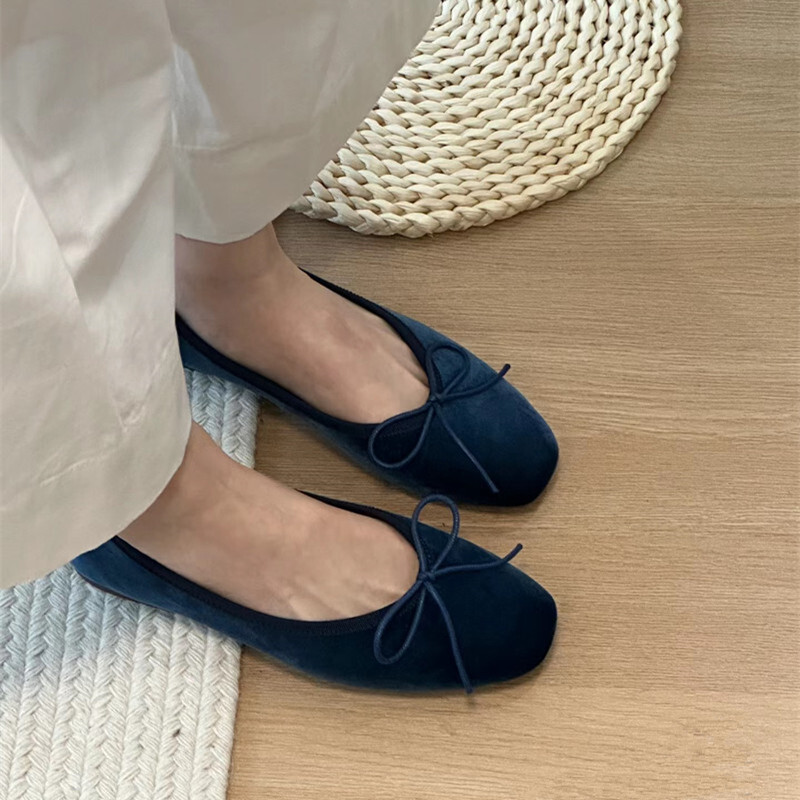 Korean-Style Handmade Genuine Leather French Ballet Flats for Women – Soft-Soled Versatile Casual Loafers