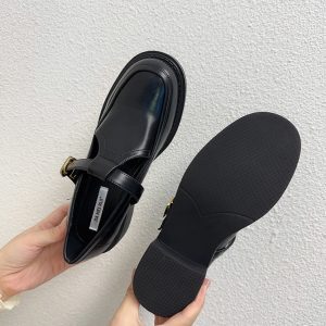 Korean Style High-End Black and White Thick-Soled Mary Jane Loafers for Fall 2023 - Versatile Heartfelt Texture Shoes