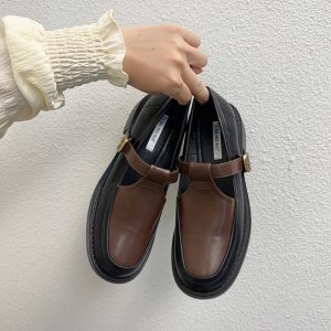 Korean Style High-End Black and White Thick-Soled Mary Jane Loafers for Fall 2023 - Versatile Heartfelt Texture Shoes
