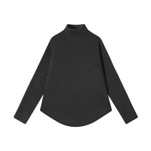 Korean Style High-Neck Thick Long Sleeve Knitted Sweater Set for Women - Irregular Loose Warm Top for Autumn and Winter