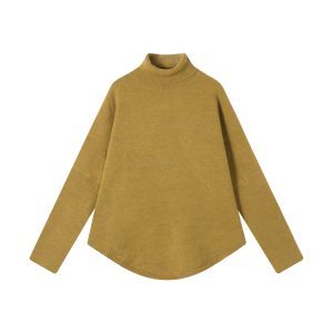 Korean Style High-Neck Thick Long Sleeve Knitted Sweater Set for Women - Irregular Loose Warm Top for Autumn and Winter