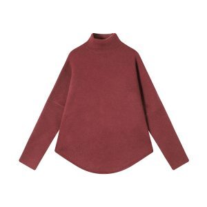 Korean Style High-Neck Thick Long Sleeve Knitted Sweater Set for Women - Irregular Loose Warm Top for Autumn and Winter