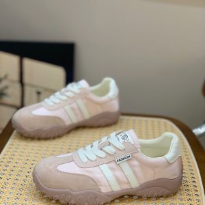 Korean-Style Lace-Up Thick-Soled Casual Shoes for Women - Lightweight Color-Blocking Summer 2025 Training Sneakers