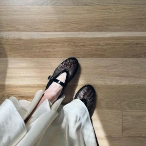 Korean-Style Mary Jane Women's Shoes, Summer Breathable Hollow Retro Flat Sandals, Mesh Shoes for Women