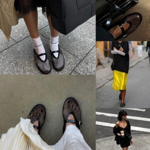 Korean-Style Mary Jane Women's Shoes, Summer Breathable Hollow Retro Flat Sandals, Mesh Shoes for Women