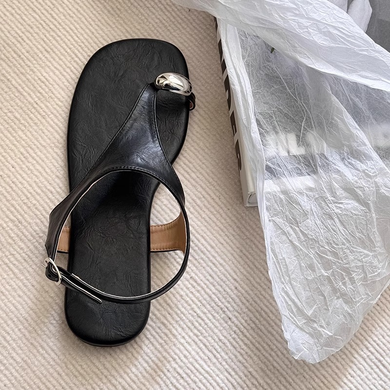 Korean Style Minimalist Thin Strap Flip-Flop Sandals for Women - Casual Open-Toe Beach Roman Sandals for Vacation