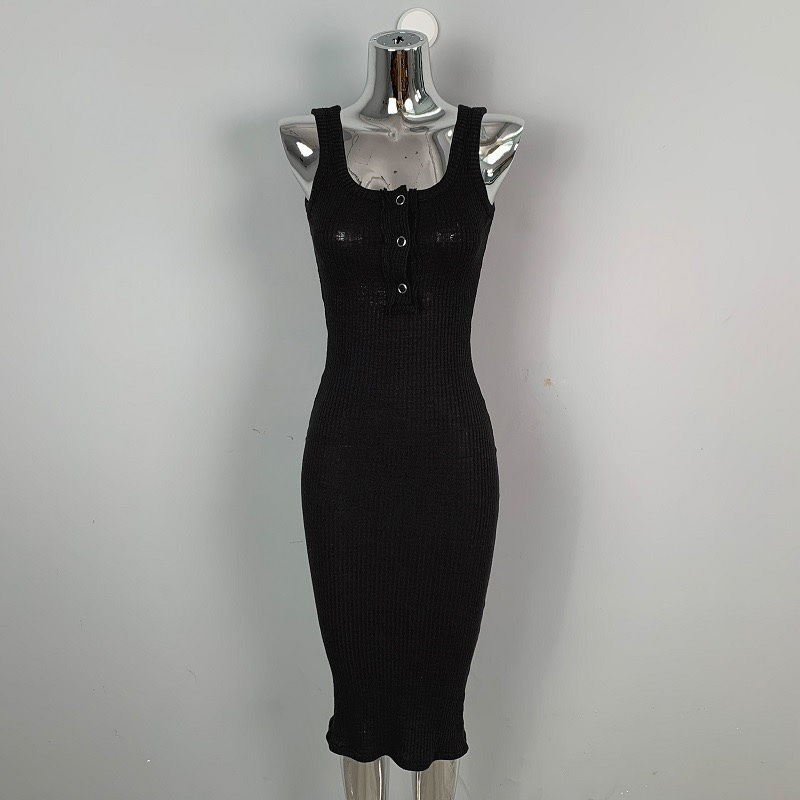 Korean Style One-Button Fitted Vest Dress for Women, Bodycon Skirt, Sexy Feminine Fit, Ideal for Showcasing Curves