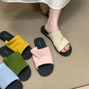 Korean Style One-Strap Sandals for Women - Retro Summer Beach Slippers, Simple Design, 2025 Fashion Essential