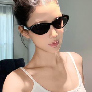 Korean Style Oval Cat Eye Sunglasses for Women, High-End UV Protection, Flattering for Slimming Round and Square Faces