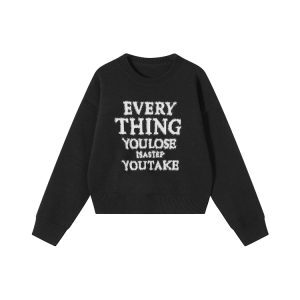 Korean Style Printed Round Neck Long Sleeve Knitted Sweater for Women - Soft Loose Pullover Top for Autumn and Winter