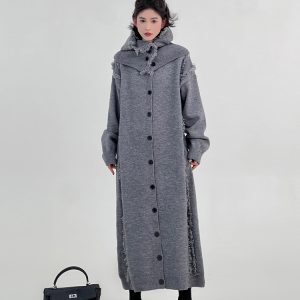 Korean Style Red Tassel Design Sweater Dress for Women, Autumn Winter, Loose Fit Knee-Length Straight Tube Dress