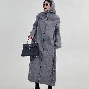 Korean Style Red Tassel Design Sweater Dress for Women, Autumn Winter, Loose Fit Knee-Length Straight Tube Dress