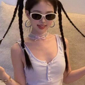 Korean-Style Retro Cat-Eye White Polarized Sunglasses for Women - Trendy High-End Cool Shades for Square and Round Faces