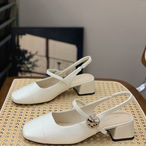 Korean-Style Retro Chunky Heeled Sandals for Women - Thick-Soled Back Strap Square-Toe Mary Janes for Summer 2025
