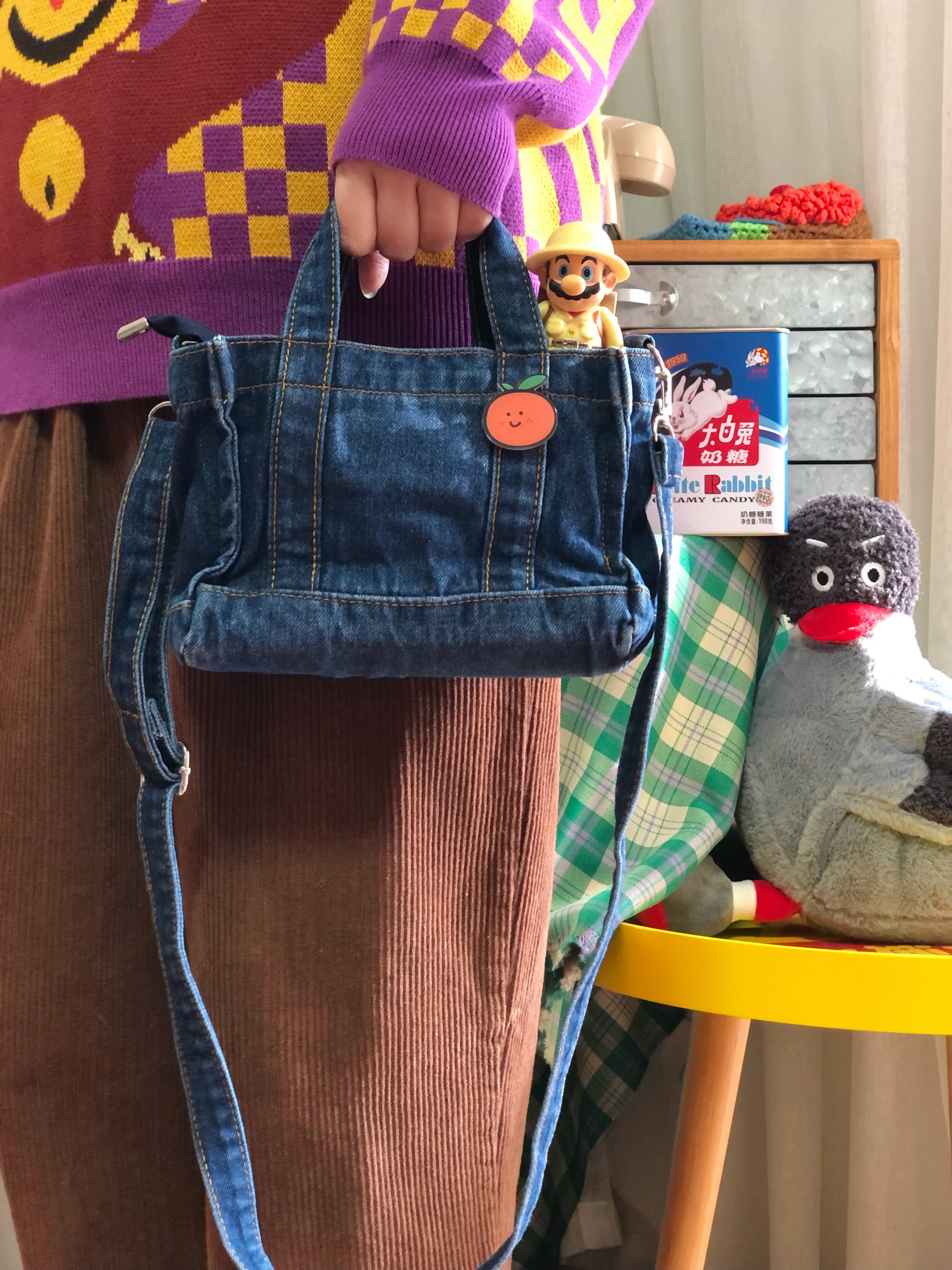 Korean Style Retro Denim Crossbody Bag - Versatile Tote for Commuting, School, and Everyday Use
