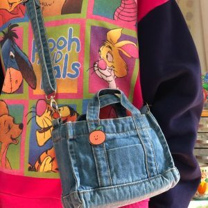 Korean Style Retro Denim Crossbody Bag - Versatile Tote for Commuting, School, and Everyday Use
