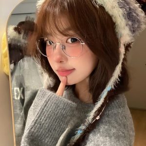 Korean Style Retro Metallic Silver Round Frame Glasses for Women | Myopia Prescription Blue Light Blocking Lens Frame