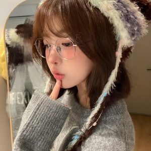 Korean Style Retro Metallic Silver Round Frame Glasses for Women | Myopia Prescription Blue Light Blocking Lens Frame
