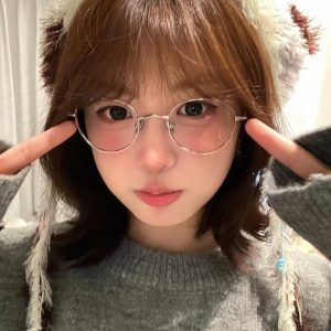 Korean Style Retro Metallic Silver Round Frame Glasses for Women | Myopia Prescription Blue Light Blocking Lens Frame