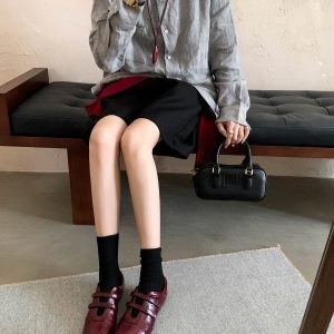 Korean Style Romantic Genuine Leather Casual Training Shoes for Women, Round Toe, Velcro, Hidden Height Increase, Flat Sole