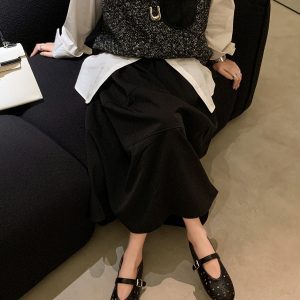 Korean-Style Sea Breeze Evening Shoes, Soft-Sole Hollow Mary Jane with Round Toe & Single Buckle for Comfortable Wear