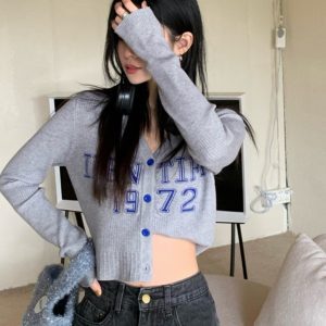 Korean Style Short Cardigan Sweater for Women - Single-Breasted Knitted Top, Slim Fit, Trendy Early Autumn Fashion