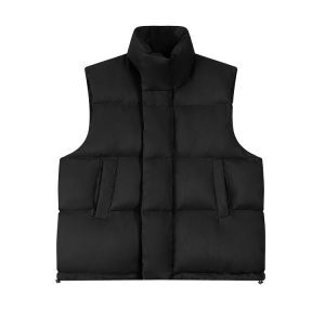 Korean Style Solid Color Stand Collar Sleeveless White Duck Down Jacket for Women - Versatile Loose Short Vest for Autumn & Winter