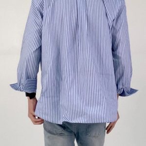 Korean-Style Striped Casual Shirt for Men, Loose Fit Long Sleeve Lapel Top, Versatile Minimalist Fashion, Trendy Ins Look