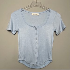 Korean Style Summer One-Button Short Sleeve Cardigan T-Shirt Top - Sexy, Feminine, Figure-Flattering Design