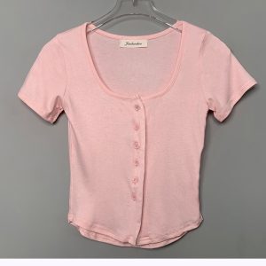 Korean Style Summer One-Button Short Sleeve Cardigan T-Shirt Top - Sexy, Feminine, Figure-Flattering Design