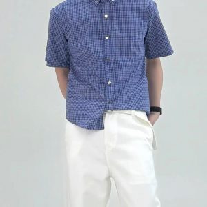 Korean Style Summer Short Sleeve Shirt for Men - Unique High-End Miu-Inspired Design
