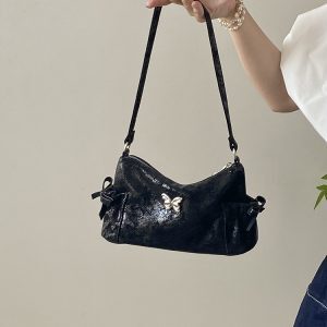 Korean Style Sweet Bow Underarm Bag - Women's Crossbody Handbag, Chic 2025 Niche Design, Trendy Shoulder Bag
