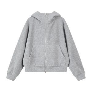 Korean Style Thickened Solid Color Hooded Long Sleeve Sweatshirt Jacket for Women - Versatile Loose Cardigan for Autumn & Winter