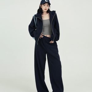 Korean Style Thickened Solid Color Hooded Long Sleeve Sweatshirt Jacket for Women - Versatile Loose Cardigan for Autumn & Winter