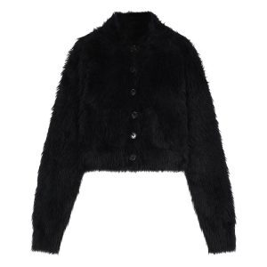Korean Style Turtleneck Long Sleeve Knitted Sweater Coat for Women, Loose Fit Cardigan Top for Autumn and Winter Fashion