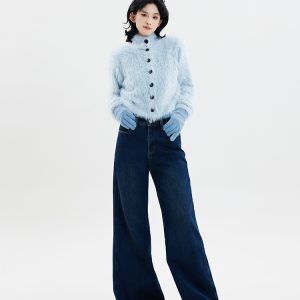 Korean Style Turtleneck Long Sleeve Knitted Sweater Coat for Women, Loose Fit Cardigan Top for Autumn and Winter Fashion