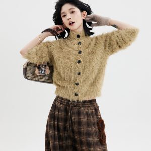Korean Style Turtleneck Long Sleeve Knitted Sweater Coat for Women, Loose Fit Cardigan Top for Autumn and Winter Fashion